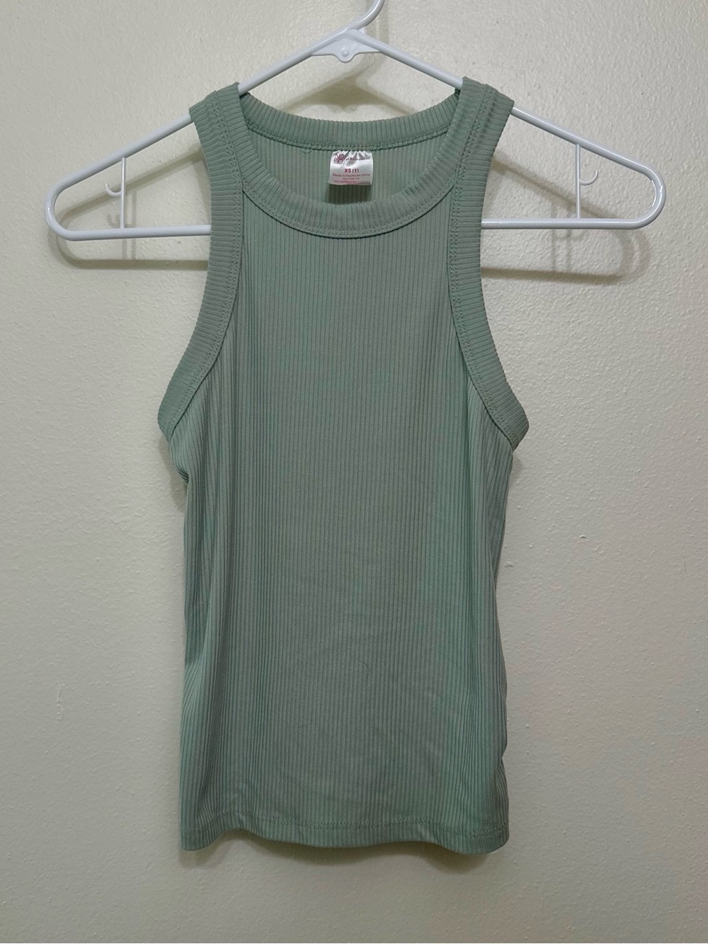 No Boundaries Sage Green Ribbed Racerback Tank